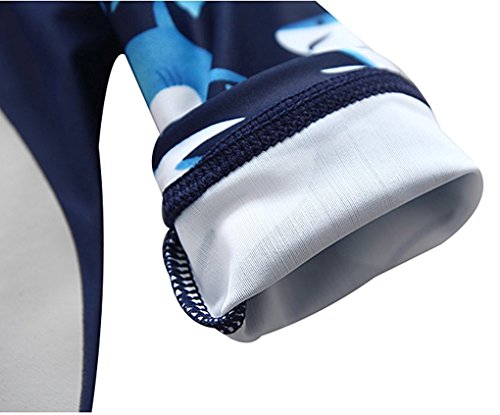 Baby Boys Kids Long Sleeve UV Sun Protection Rash Guards Swimsuit with Hat (FBA) (Navy, 2-3T(Height:35.4"-39.4"/90-100cm))
