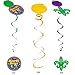 JOYIN 25 PCS Assorted Mardi Gras-Themed Set with 24 Hanging Swirls and 1 Strings with Garland Party Decorations Supplies
