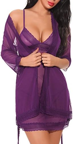 BMAKA Petite Size V-Neck Womens Babydolls Lace Bridal Lingerie Set