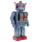 MagiDeal Retro Blue Tin Toy 12'' Electron Robot with Openable Doors on Chest Operated by 2 ''D'' Battery - Walking, Rotating Torso, Sounds