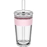 KeepCup Cold Cup - Longplay Double wall Glass Ice Coffee Tumbler with Lid and Straw - 16oz (454ml) - Pashmak