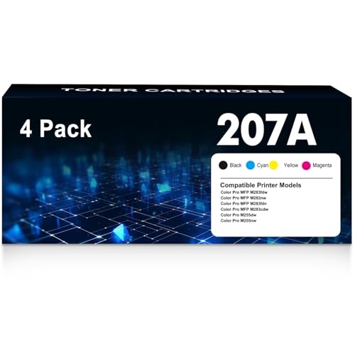 207A 207X avec Puce Compatible pour HP 207A 207X Toner pour LaserJet Pro MFP M283FDW M283FDN M282NW M255DW M255NW W2210A W2211A W2212A W2213A(Noir Jaune Cyan Magenta, Pack de 4)