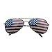 American USA Flag Design Metal Frame Aviator Unisex Sunglasses with Print Patterned Lens for Sun Protection, Driving, Eye Wear by Super Z Outlet (Black)