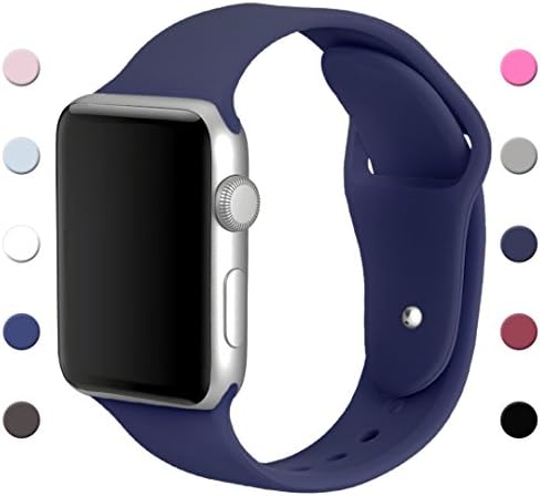 Band for Apple Watch 38mm 42mm Men and Women, Silicone Sport Strap Replacement iWatch Bands for Apple Watch Series 3, Series 2, Series 1 S/M M/L (38mm Small Navy Blue)