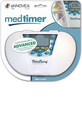 439 VitaCarry Advanced with Removable 7-Alarm System - Air Tight Gasketed Pill and Vitamin Organizer Box with Alarm