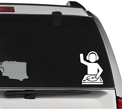 DJ Techno Trance Turntable REMOVABLE Vinyl Decal Sticker For Laptop Tablet Helmet Windows Wall Decor Car Truck Motorcycle - Size (05 Inch / 13 Cm Tall) - Color (Matte White)