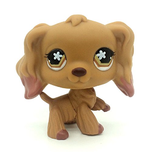 ZAD Rare Littlest Pet Shop Brown Cocker Spaniel Dog Flower Eyes Animal LPS #716