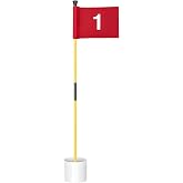 KINGTOP 3 ft Golf Flagstick and Hole Cup Sets with Mini Flags | Two-section fiberglass poles, ball retrieval bases, 4 in hole cups, 6 x 8 in golf flags, backyard practice putting green
