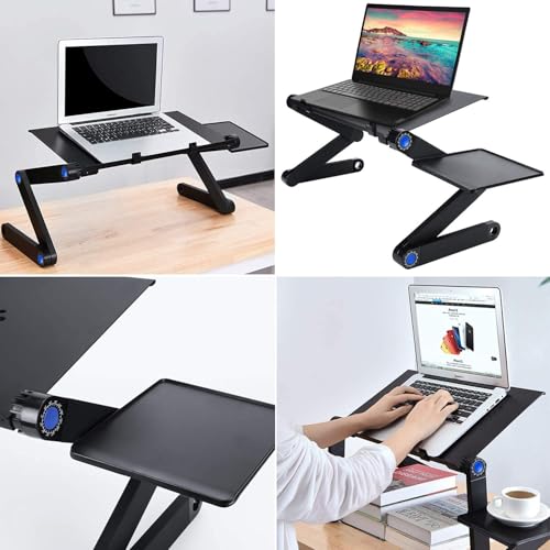 SEXYBIRDS Mesa Ventilador Base Enfriadora para Laptop,Bastidor de Enfriamiento para Computadora Portátil, Soporte de Aluminio Ajustable, Adecuado para Sofás, Camas,etc, Diseño Ergonómico