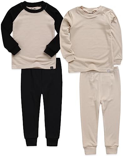 Vaenait Kids Long Sleeve Sleepwear Pajamas 2pcs Set Modal Raglanblack+Beige S at Amazon