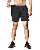 Roadbox Mens Running Shorts 5 Inch Quick Dry Gym Athletic Workout Traning Tennis Shorts with Liner and Zipper Pocket Black