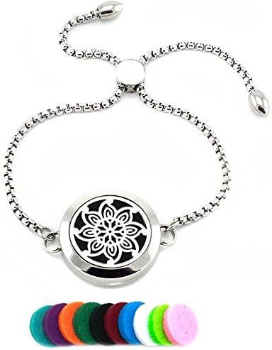 Efantina Adjustable 25mm 316l Stainless Steel Aromatherapy Essential Oils Diffuser Bracelets jewelry, perfume magnetic Locket for womens&amp; girls with 10 free pads