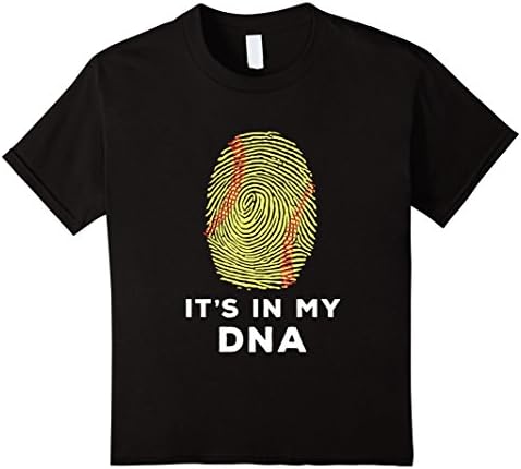 Kids Softball Shirt: It Is In My DNA Fingerprint Funny Gift 12 Black