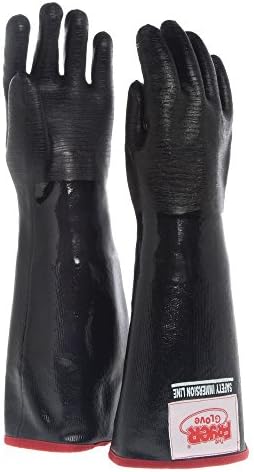 The Fryer Glove Black Neoprene Small Fryer Gloves with Removable Brushed Jersey Liner - 18"L
