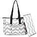 NimNik Baby Premium Diaper Tote Bag Chevron w/ Changing Mat, Designer Diapers Bag for Girls Boys Twins, Shower Gifts for Mom Dad