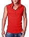 Ohoo Mens Slim Fit Hooded Sleeveless Hoodie Henley Button Ribbed Tank Top