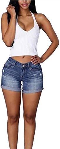 Women Junior Classic Butt-Lifting Curvy Mid Thigh Denim Shorts L 1