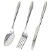 fibound Camping Cutlery Utensils Set of Military Grade Stainless Steel Fork, Spoon and Knife (Blue)