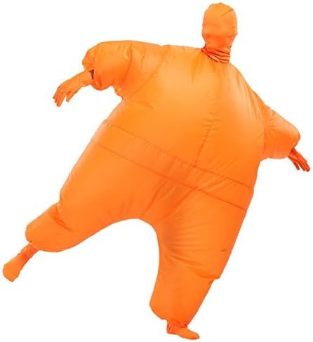 SASALO Adult Inflatable Full Body Suit Fat Chub Suit Halloween Funny Blow up Costume Jumpsuit Orange
