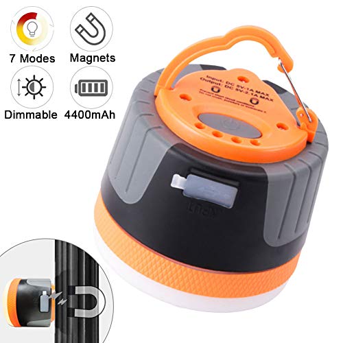 SULETAKE USB Rechargeable Camping Lantern, Waterproof Camping Lamp Flashlights, Power Bank Charger,Super Bright LED Tent Light - 7 Lighting Modes, Perfect for Hurricanes, Hiking, Riding, Fishing