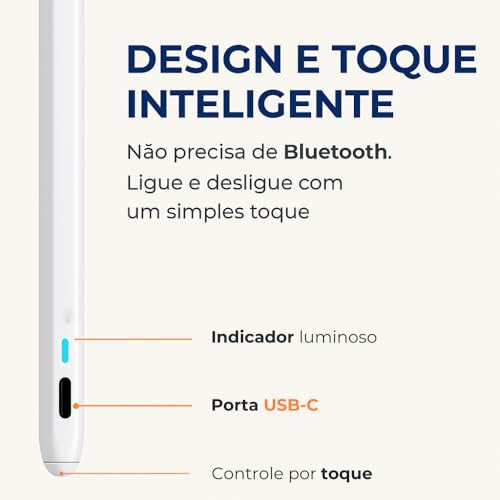 Caneta Digital Stylus Touch Screen | Recarregável USB, Alta Precisão, Ponta Fina 1.5mm, Compatível iOS e Android