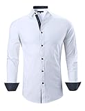 Joey CV Mens Casual Button Down Shirts Long Sleeve Regular Fit(White,Medium)
