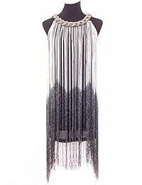 Vijiv vestido de 1920, estilo Gatsby y flapper, suelto, con flecos, de cóctel, para mujer.