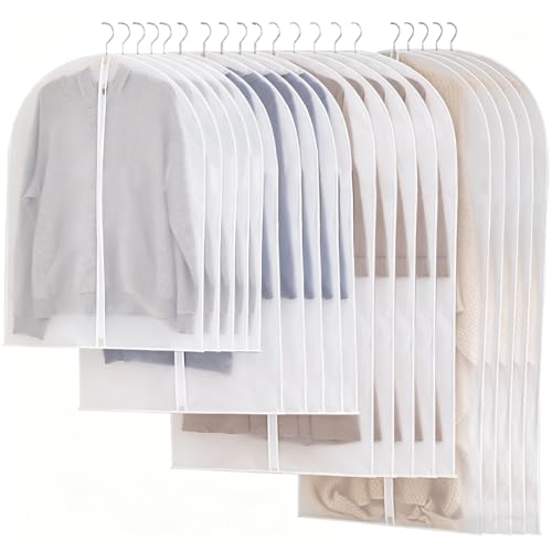 AzzmaAii Protector de Ropa 20pzs Bolsas de Ropa Colgante Funda Ropa de Clóset Cubre Anti-Polvo Almacenamiento Bolsa de Chaqueta con Cremallera Portátil Lavable Cubierta Bolsa Traje Abrigo 60*80-140CM