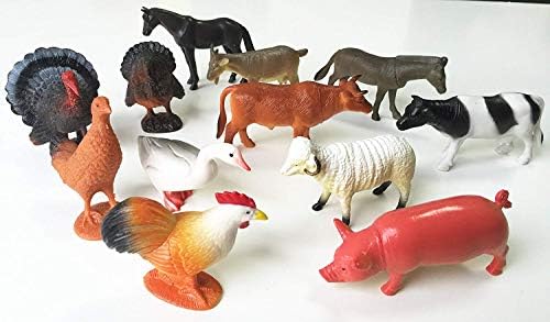 KidzBell 14 Piece Farm Animals Figures Set for Kids/Young Ones Pack of 14 Farm Animals