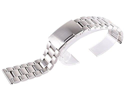 VIMVIP 22mm Replacement Metal Stainless Steel Bracelet Watch Band Strap Straight End Solid Links for Samsung Galaxy Gear 2 R380, Gear 2 Neo R381, Gear 2 Live R382, LG G Watch W100, W110 (Silver)
