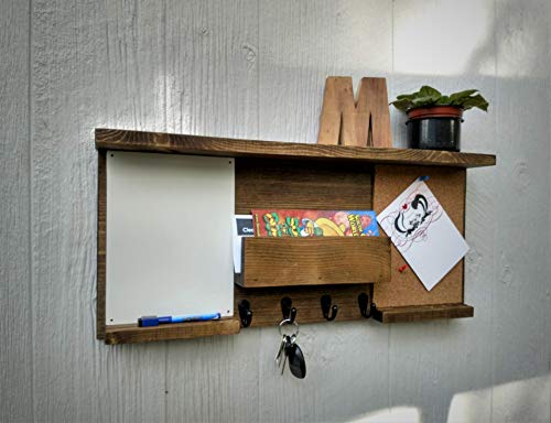 Dual Mail Organizer with Shelf, Cork Board and White Board, Mail Holder, Mail Organizer, Dual Message Board