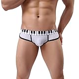 Men's Underwear,Neartime Thin Boxers Light Men Shorts Briefs Musical Note Type (S, White)