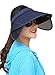Obosoyo Women's Beach Sun Visor Solid Wide Brim Summer Sun Hat with Retractable Visor Navy One Size