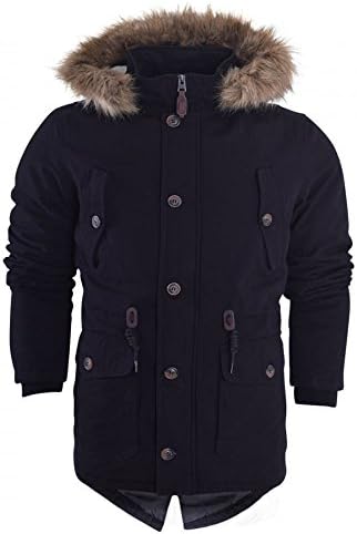 Island Trading Mens Heavy Weight Cotton Parka Winter Coat Fur Fishtail Long Jacket