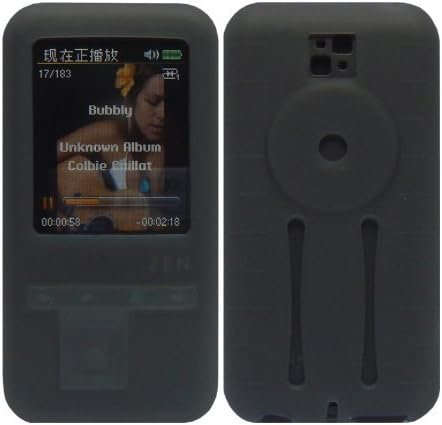 iShoppingdeals - Black Soft Silicone Skin Case Cover for Creative Zen Style 100/300 MP3 Player