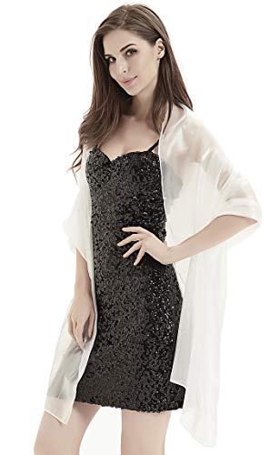 Alivila.Y Fashion Womens Organza Bridal Evening Soft Wrap Scarf Shawl-White Organza - Thumbnail 7