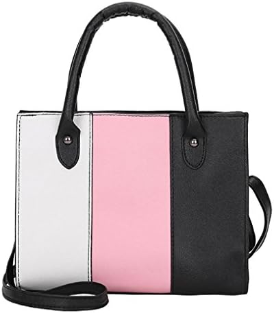 ChainSee Color Blocking Leather Messenger Crossbody Satchel Tote Handbag Shoulder Bag for Women Girl (Pink)