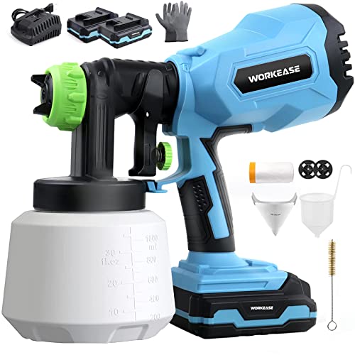 Paint Sprayer Cordless, 2*20V Batteries Operated Paint Gun with 2