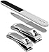 Professional Fingernail and Toenail Clippers Set - Manicure and Pedicure Tools Set/Kit of 4 Pieces - Comes with Nail Cutters Filer and Buffer - Stainless Steel - for Nail Care - by Utopia Care