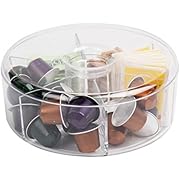 Mind Reader Acrylic Storage &amp; Organizer 6 Compartment Tea Bag Holder with Lid, Round Pantry Organizer for Kitchen, Clear, Clear Round, Clear Round