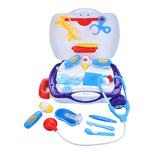 Kids Doctor Pretend Play Set | Family Doctor Role Play Medical Box Kit Playset Toys for Toddler | 19Pcs Educational Doctor Toys with Stethoscope and Portable Case for Boys Girls (White)
