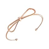 SENFAI New Fashion 18k Gold and Silver Plated Adjustable Simple Handmade Bow Knot Bracelets & Bangles for Women (rose gold)