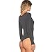 May&Maya Women's Deep Scoop Neckline Button Placket Bodysuit Gray Size L