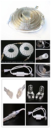 CBconcept 120VLRS-50FT-WW 120-volt 2-Wire 1/2-Inch LED Rope Light, 1.0-Inch LED Spacing Christmas Lighting, Indoor/Outdoor Rope Lighting, 50-Feet, Warm White