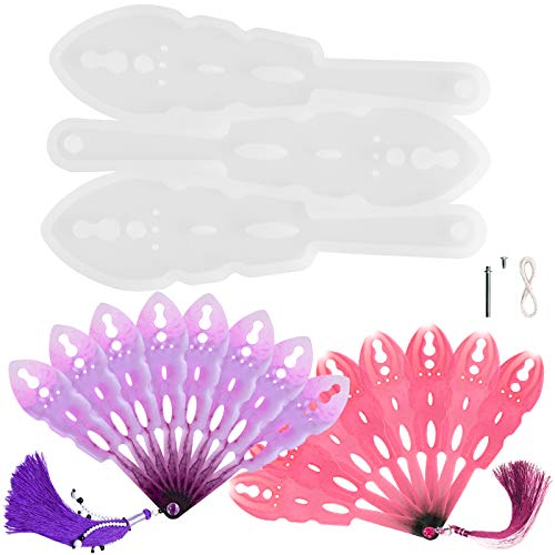 Funshowcase Fancy Fan Resin Casting Mold Mini 3inch Stick with Thread and Nail Set