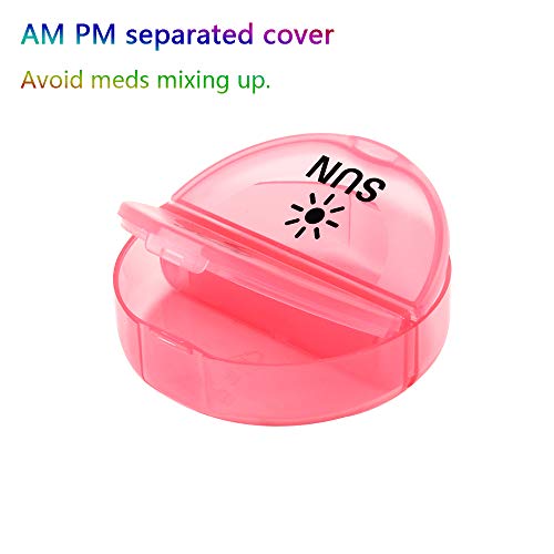 Daily Pill Organizer (Twice-a-Day) - Weekly AM/PM Pill Box,Round Medicine Organizer,7 Day Pill Container,Vitamin Organizer for Vitamin/Fish Oils/Supplement