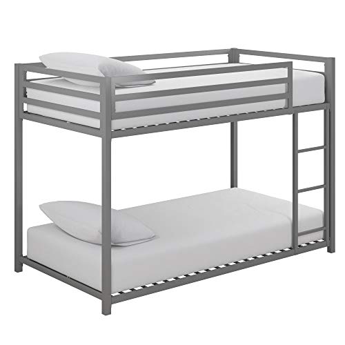 DHP Miles Metal Bunk Bed, Silver, Twin over Twin Pricepulse