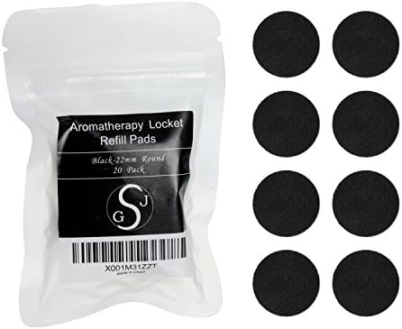 (20 Pack)Aromatherapy Diffuser Locket Necklace Or Bracelet Refill Pads … (22mm Black)