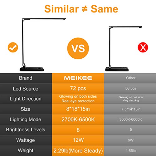 MEIKEE-LED-Desk-Lamp-Aluminum-Dimmable-Table-Lamp-5-Lighting-Models-with-8-Brightness-Levels-Touch-Control-and-Memory-Function-3060min-Auto-Timer-5V1A-USB-Charging-Port-12W-Black