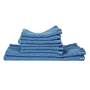 Eurospa Set of 8 Cotton Hand & Face Towel Set Blue